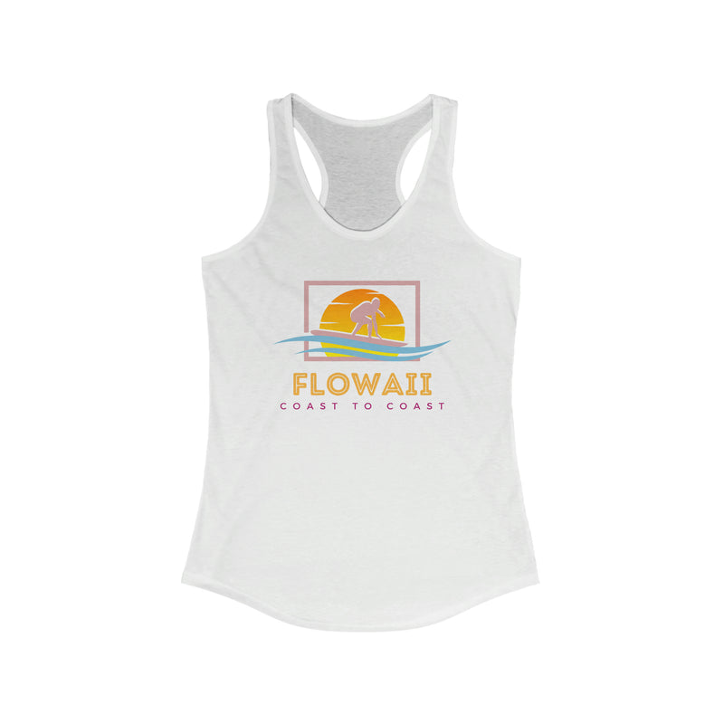 Women's Ideal Racerback Tank Yellow Sunset Surfer