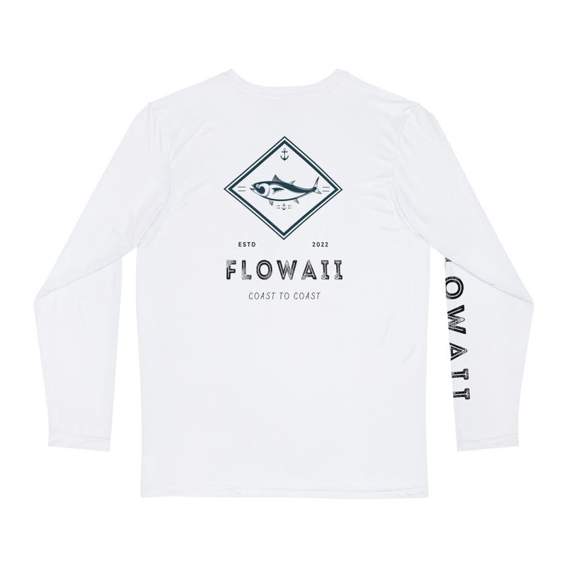 Long Sleeve 100% Polyester Diamond Fish White